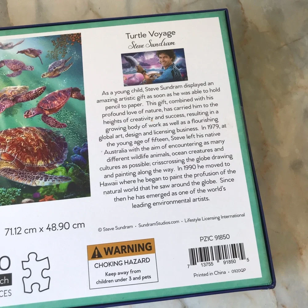 Turtle Voyage 1000 Piece Soft Touch Jigsaw Puzzle Artist Steve Sundram